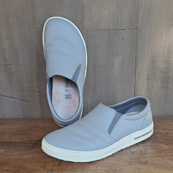 Birkenstock Sneakers Men's 42/9 Women's 42/11 Grey Leather Slip On Shoes